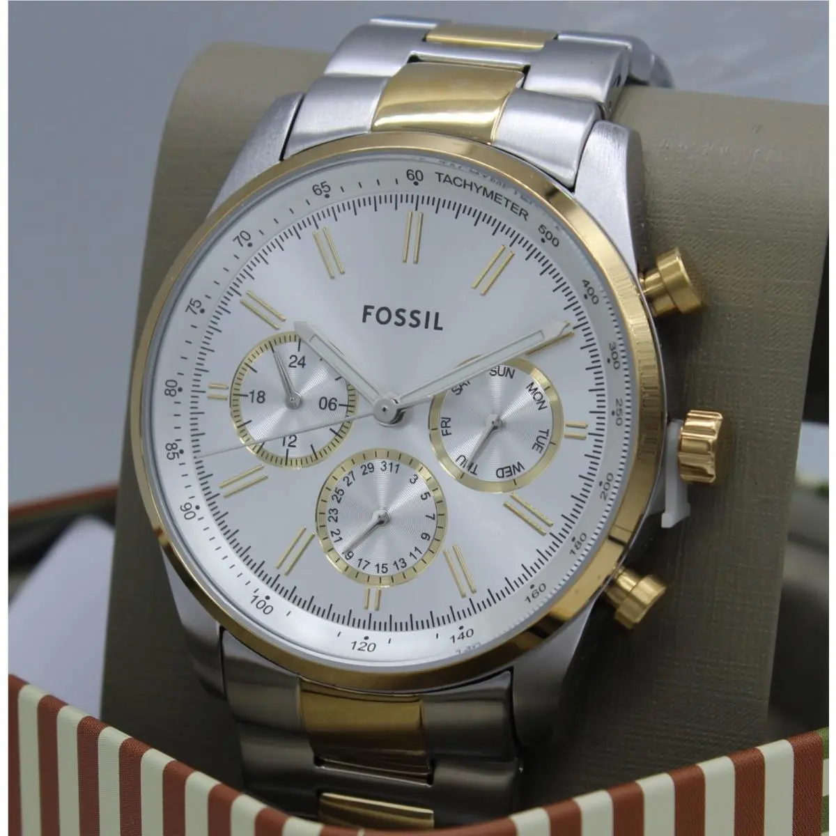 Fossil Sullivan Chronograph Silver Gold BQM2693 BQ2693 Men`s Watch