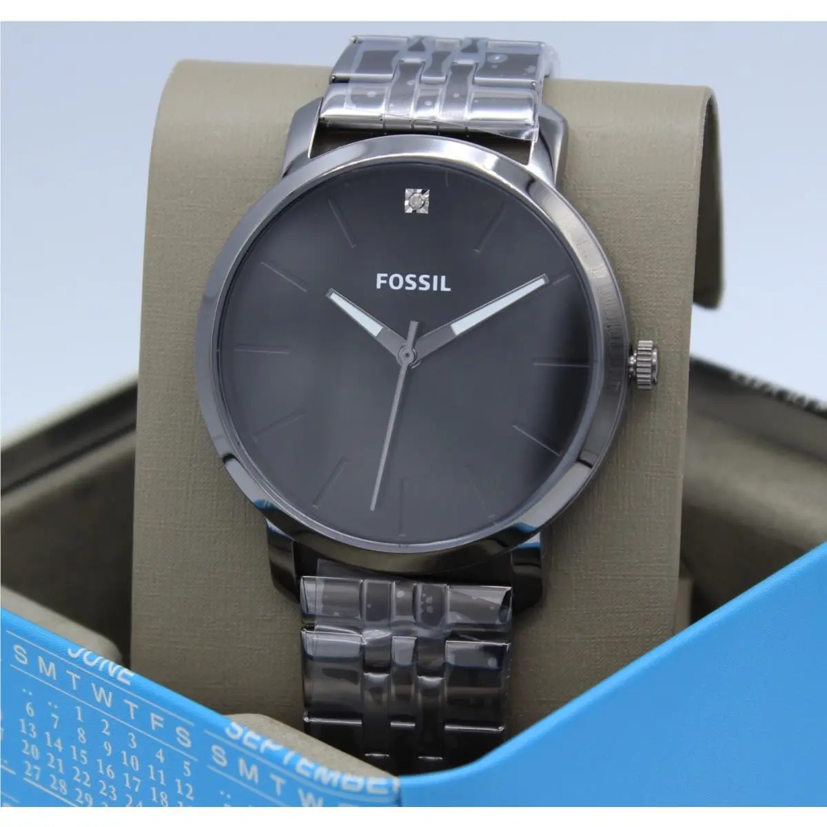 Fossil Lux Luther Gunmetal Smoke Gray Diamond Men`s BQ2419 Watch
