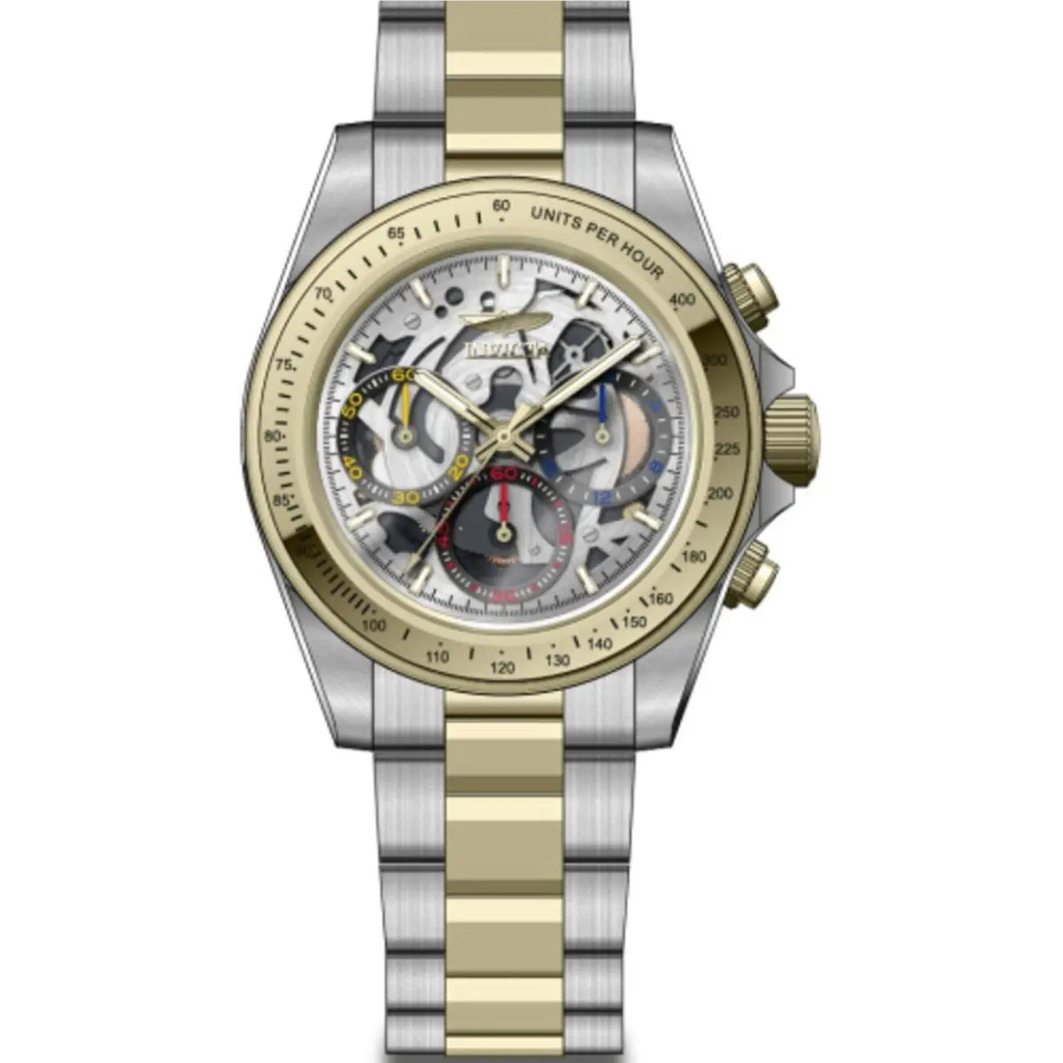 Invicta Men`s Watch Speedway Quartz Chrono Silver Dial Two Tone Bracelet 50277