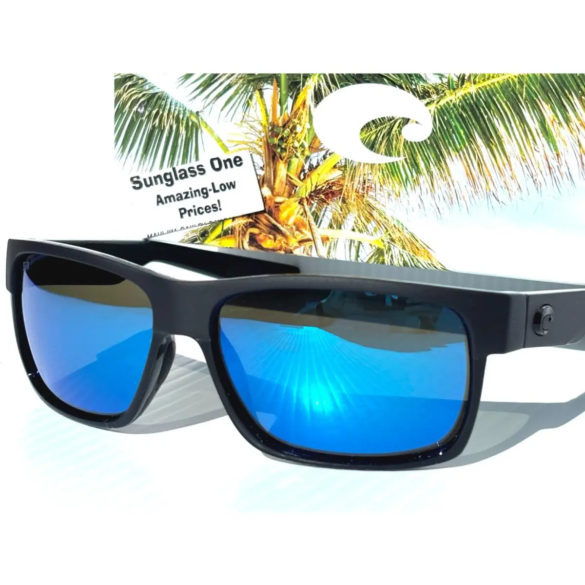Costa Del Mar Half Moon Blackout Polarized Blue 580G Glass Sunglass 9026-11 Hfm