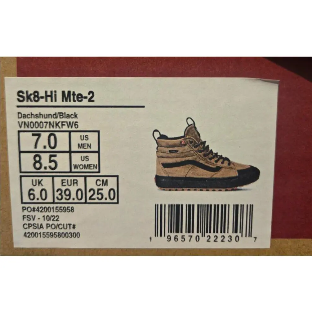 Vans shoes - VANS Sk8-Hi Mte - Mte - VN0007NKFW6 - Dachshund/Black (UPC: 196570221782) 9