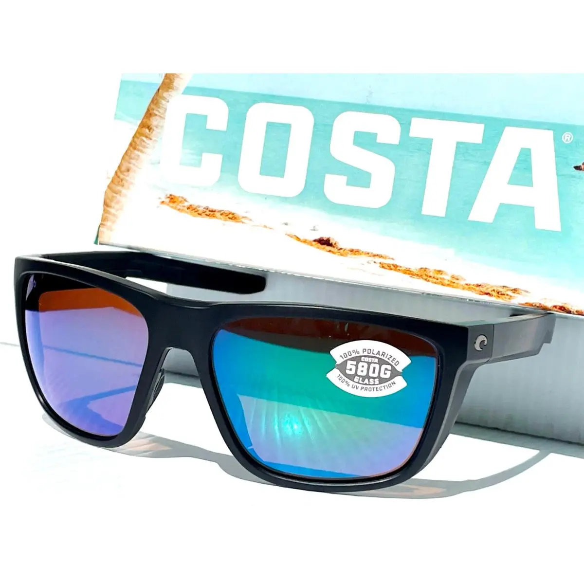 Costa Del Mar Ferg Matte Black Polarized Green 580G Glass Sunglass Frg 11