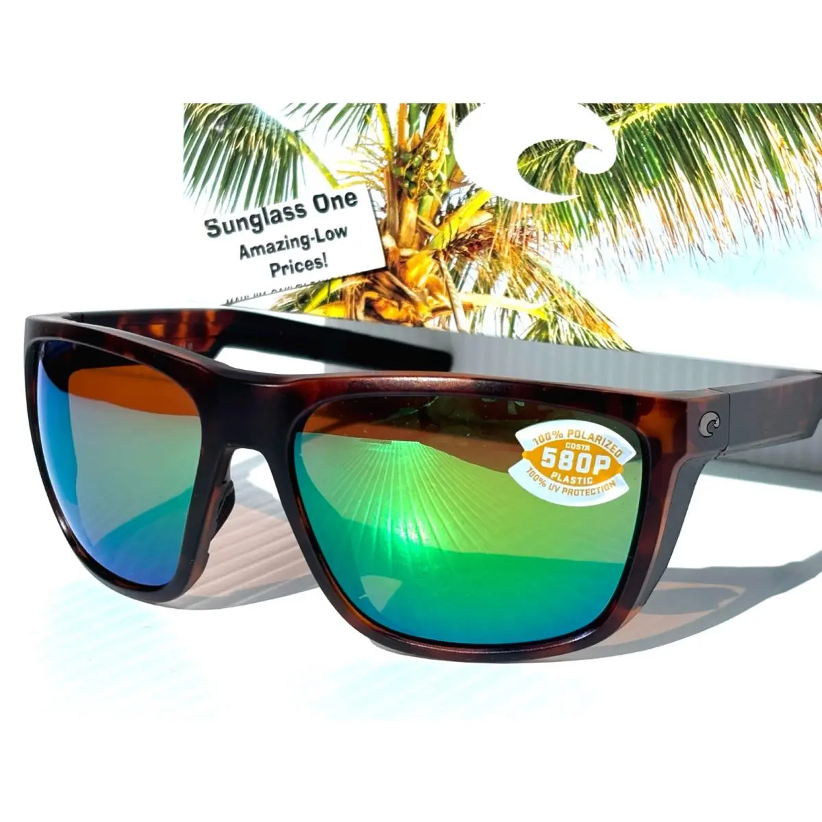 Costa Del Mar Ferg 191 Matte Tortoise Polarized Green 580P Sunglass 9002-03