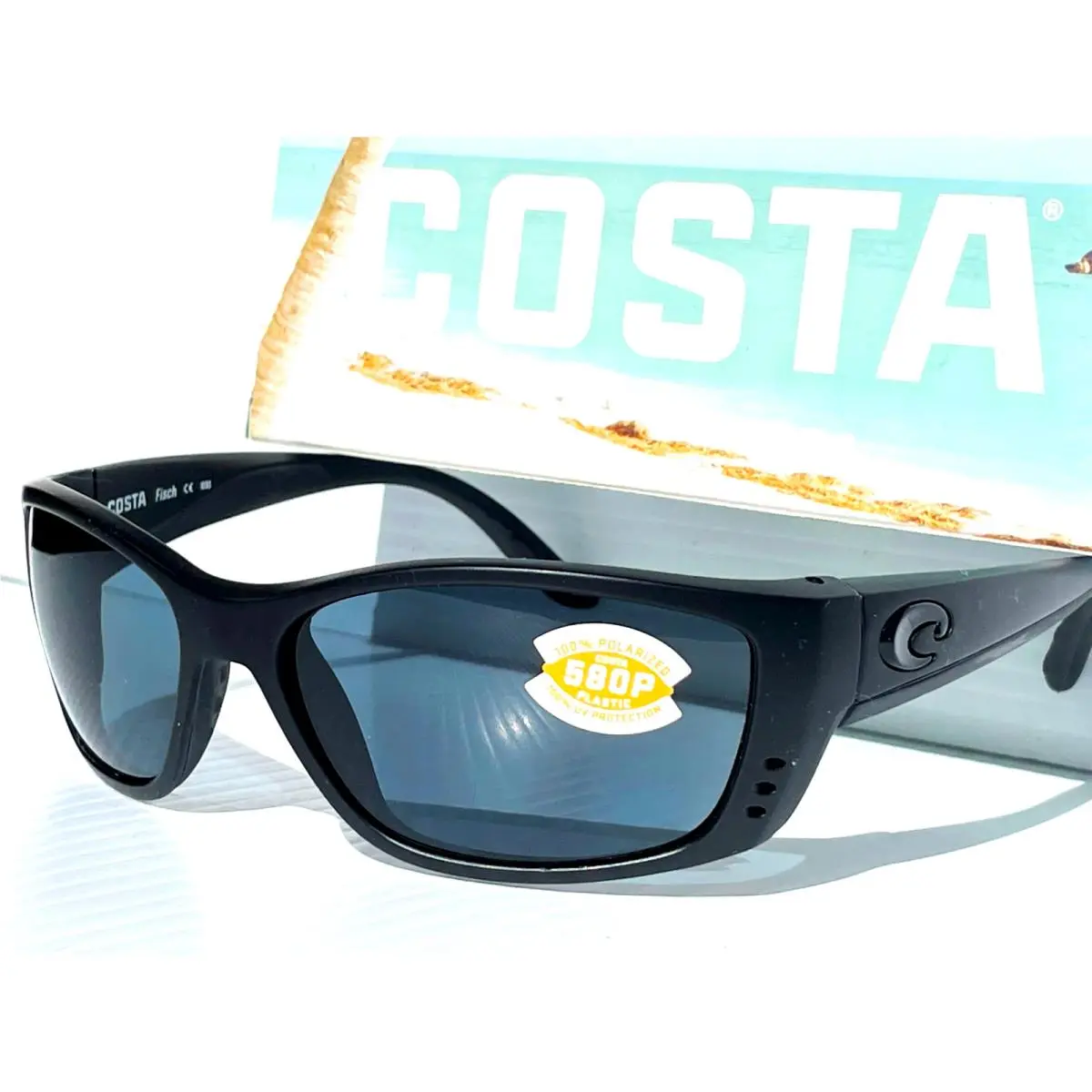Costa Del Mar Fisch Blackout Polarized Gray Lens 580P Sunglass FS 01 Ogp