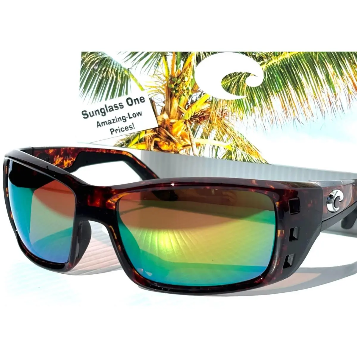 Costa Del Mar Permit Tortoise Polarized Green Mirror 580P Lens Sunglass 9022-07