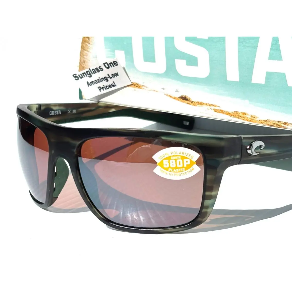 Costa Broadbill Matte Reef Polarized Copper Mirror 580P Sunglass Brb 253