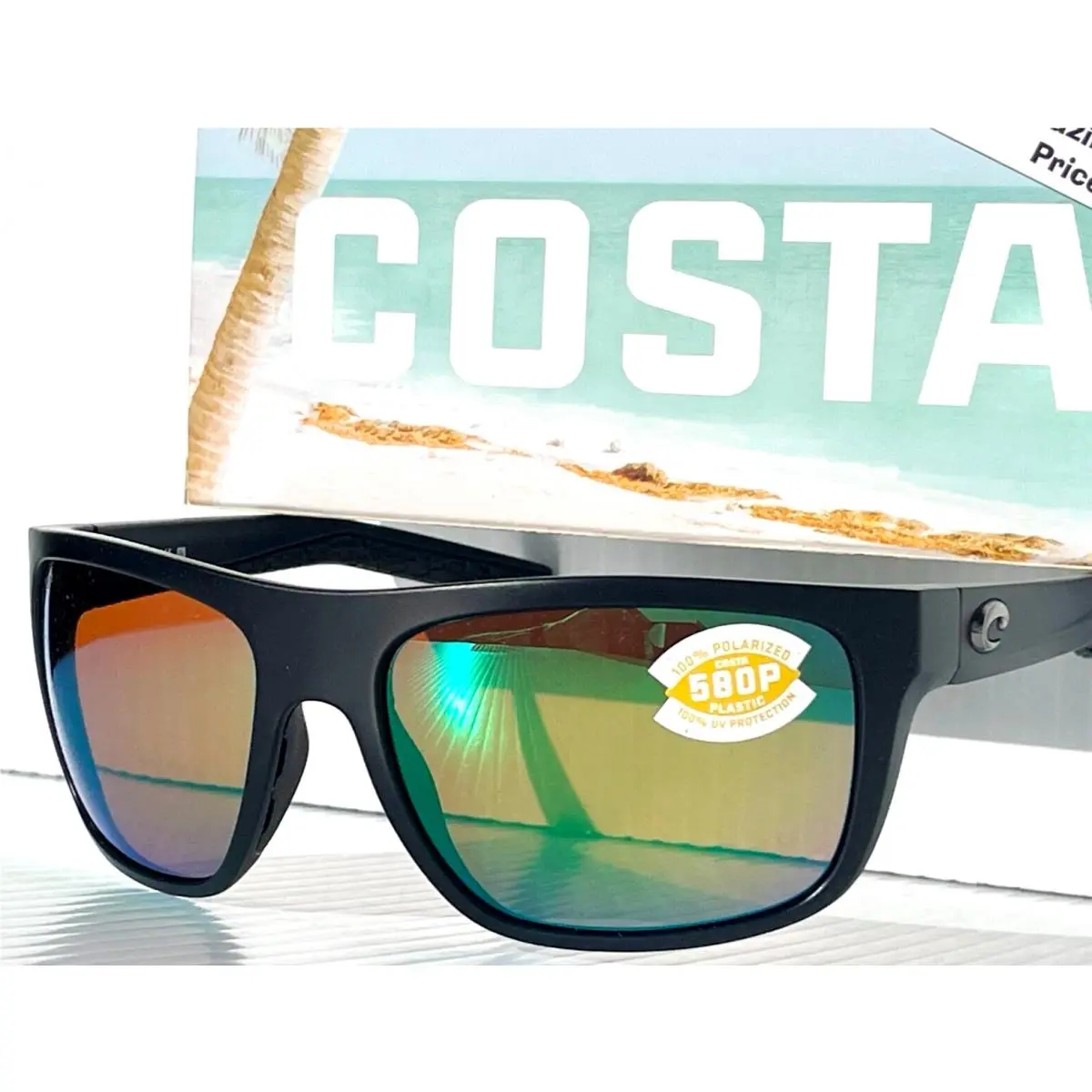 Costa Del Mar Broadbill Matte Black Polarized Green 580P Sunglass Brb 11