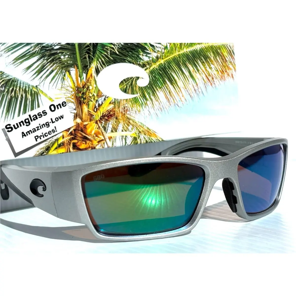Costa Corbina Pro Silver Metallic Polarized Green 580G Glass Sunglass 9109-07
