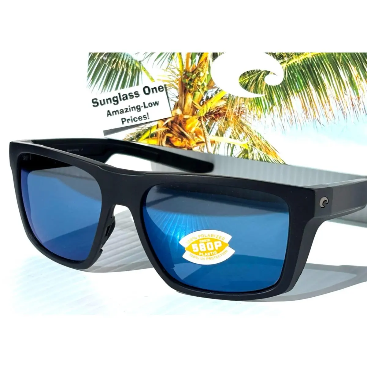 Costa Del Mar Lido Black Polarized Blue Mirror 580P Lens Sunglass 9104-05