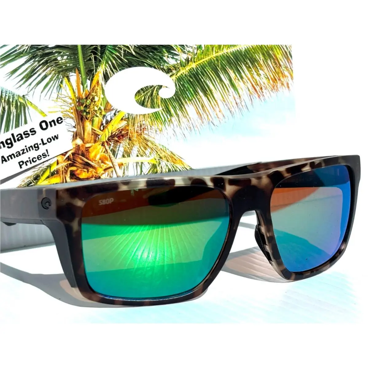 Costa Del Mar Lido Wetland Polarized Green Mirror 580P Lens Sunglass 9104-07
