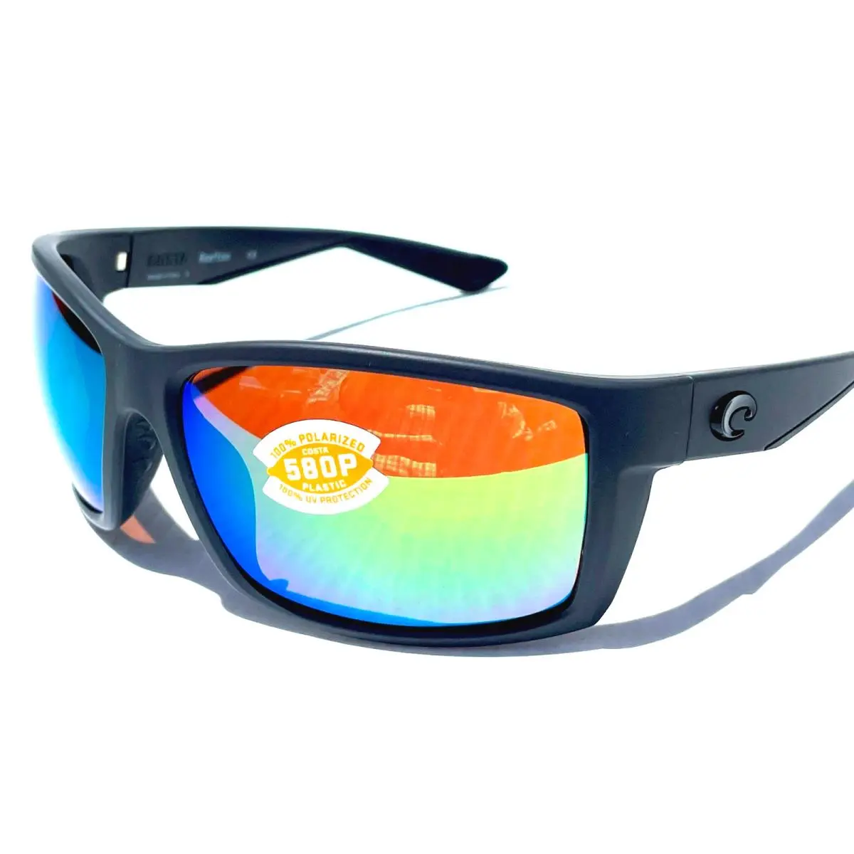 Costa Del Mar Reefton in Matte Gray w Green Mirrored 580P Sunglass 9007-15 Rft