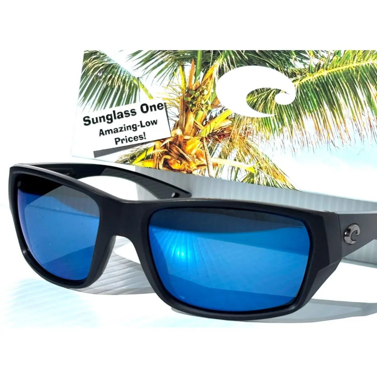Costa Del Mar Tailfin Mat Black Polarized Blue Mirror 580P Sunglass 9113-08 57mm