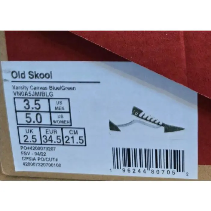 Vans shoes - VANS Off The Wall - Off The Wall - VN0A5JMIBLG - Varsity Canvas Blue/Green (UPC: 196244807052) 7