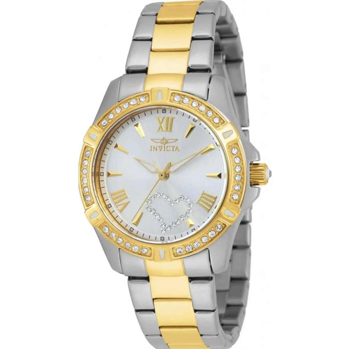 Invicta Women`s 21418 Angel Analog Display Quartz Two Tone Watch - Dial: Silver, Band: Multicolor, Bezel: Silver, Gold