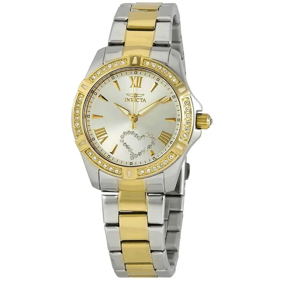 Invicta Angel Silver Dial Two-tone Ladies Watch 21418 - Dial: Silver, Band: Two-tone (Silver-tone and Gold-tone), Bezel: Silver-tone