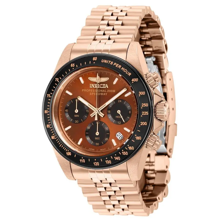 Invicta Men`s Watch Speedway Quartz Chronograph Black and Brown Dial Steel 36736