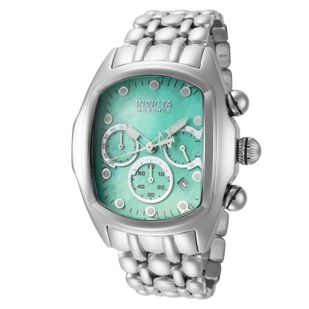 Invicta Men`s Lupah 45mm Quartz Watch IN-48465 - Dial: Green, Band: Silver Tone, Other Dial: Green