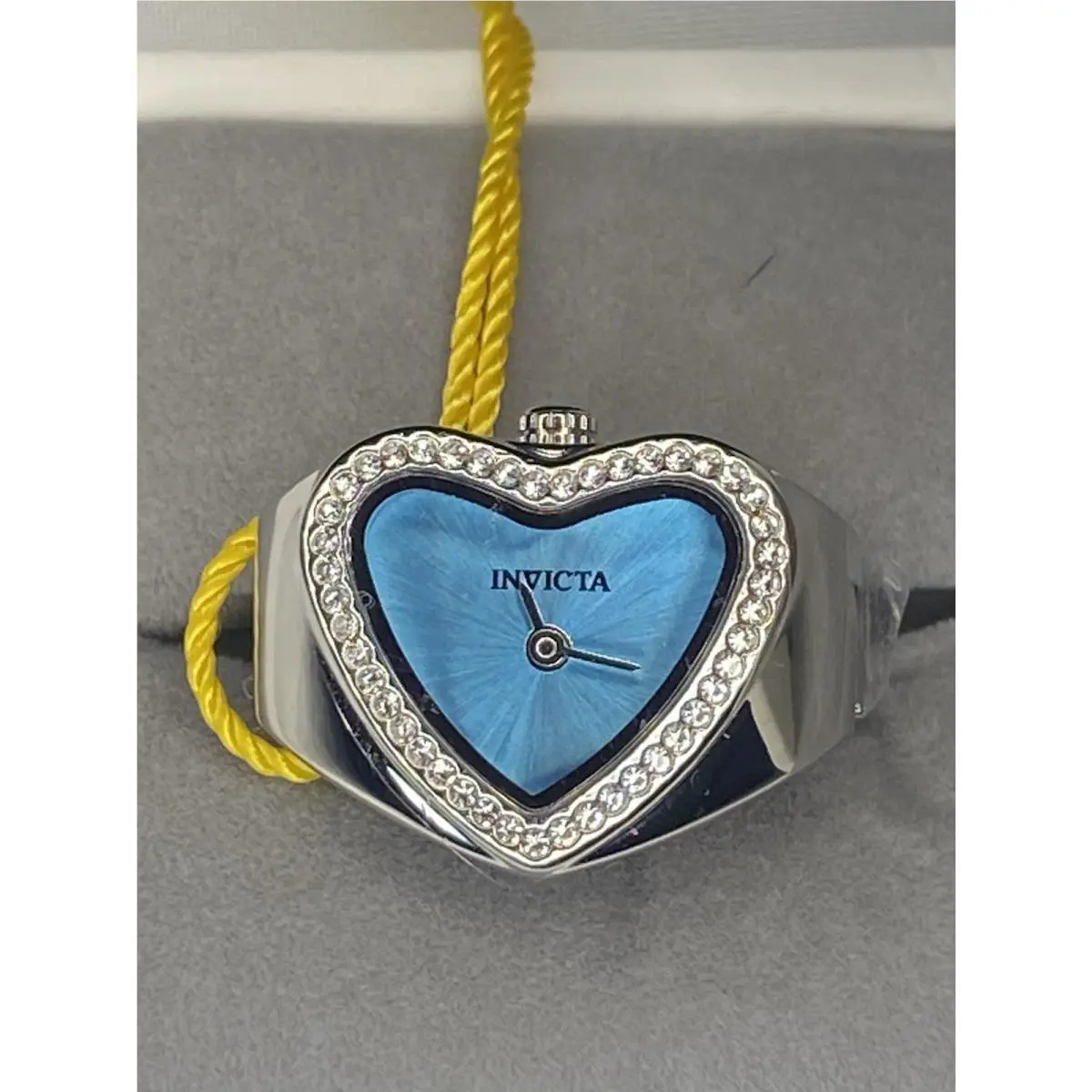 Invicta Mini Angel Ring Watch 49573 Women’s 18.5mm Steel Heart Blue Dial