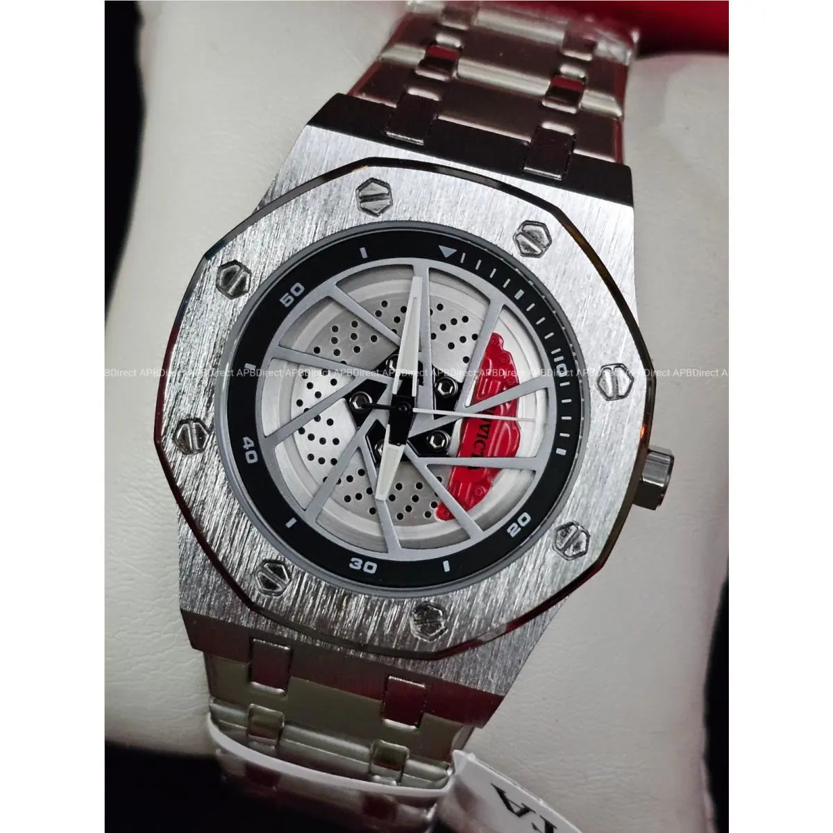 Invicta Racing - Speedway Rim - Disc Brake - Silver Butterfly Quartz Mens Watch