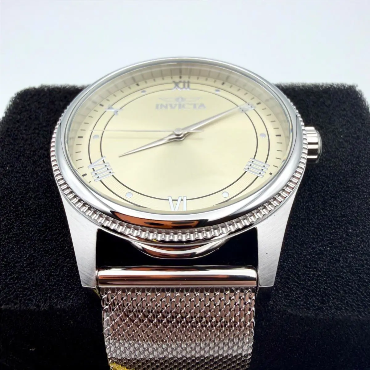 Men`s Beige Celestial Full Stainless Steel Mesh Band Watch XL 43MM by Invicta
