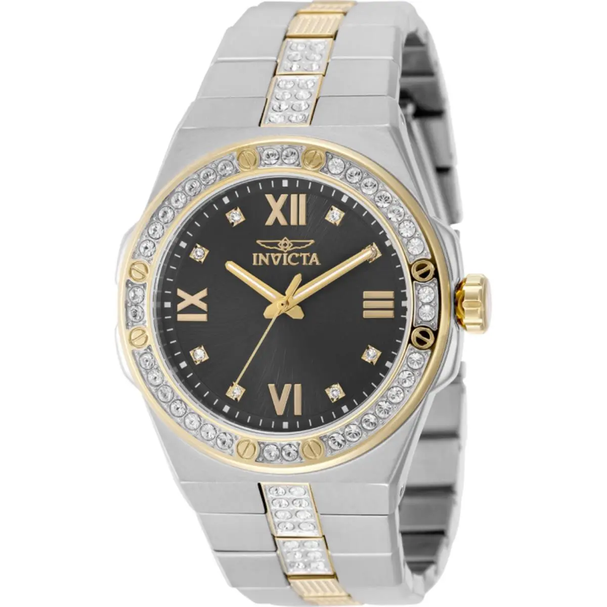 Invicta Men`s Watch Specialty Quartz Silver Case Charcoal Dial Bracelet 50185