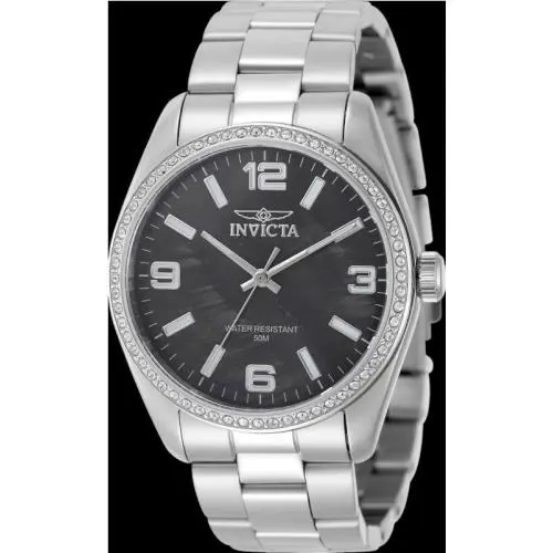 Invicta Specialty Ladys Watch 38MM Case Stainless Steel Black Dial Crystal Bezel