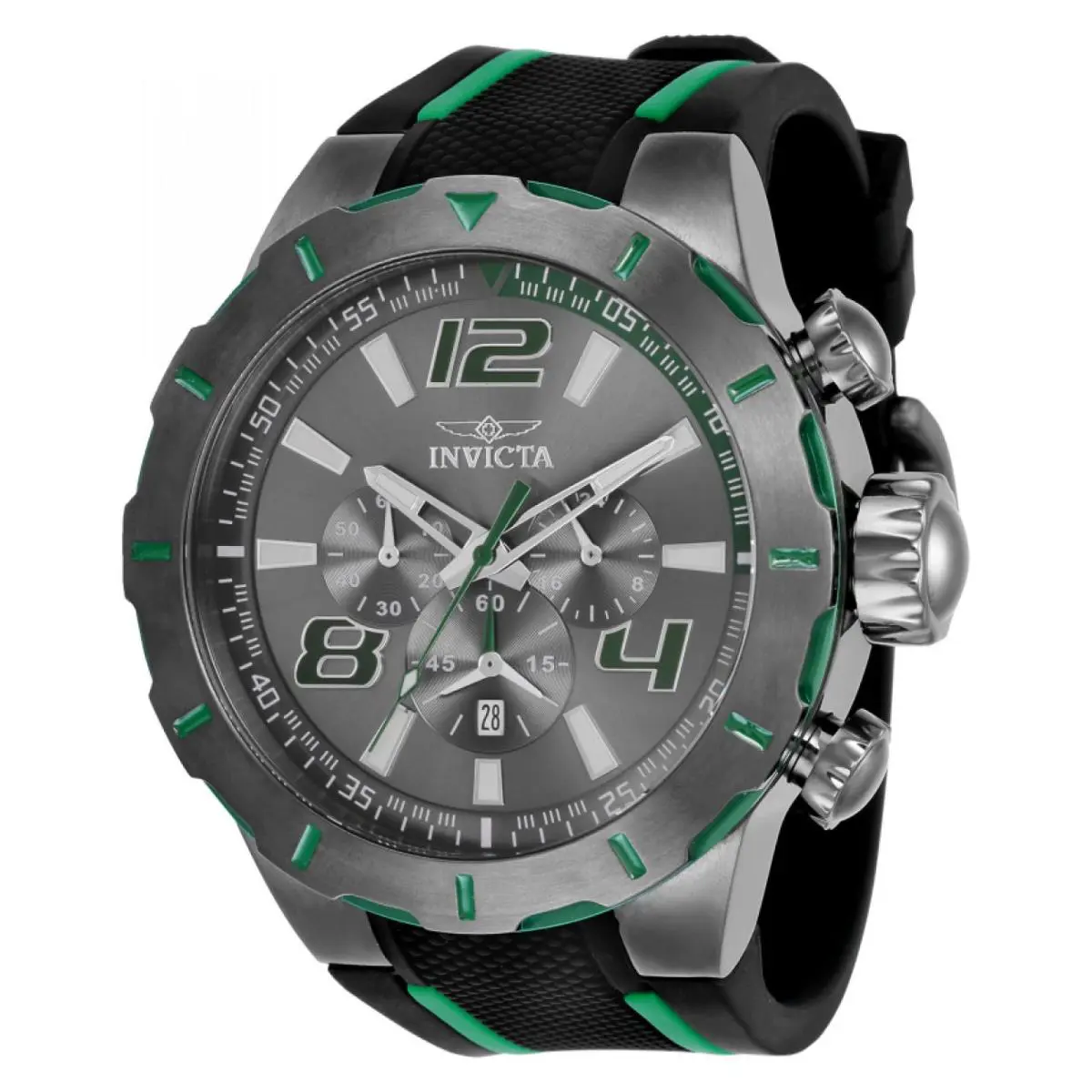 Invicta S1 Rally Overdrive Men`s 52mm Watch Gunmetal Black Green Tritnite 35737