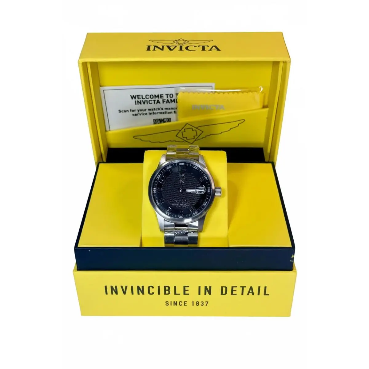 15258 Invicta Mens I-force Veltrix Stainless Steel Black Dial 44mm Watch 3Hand