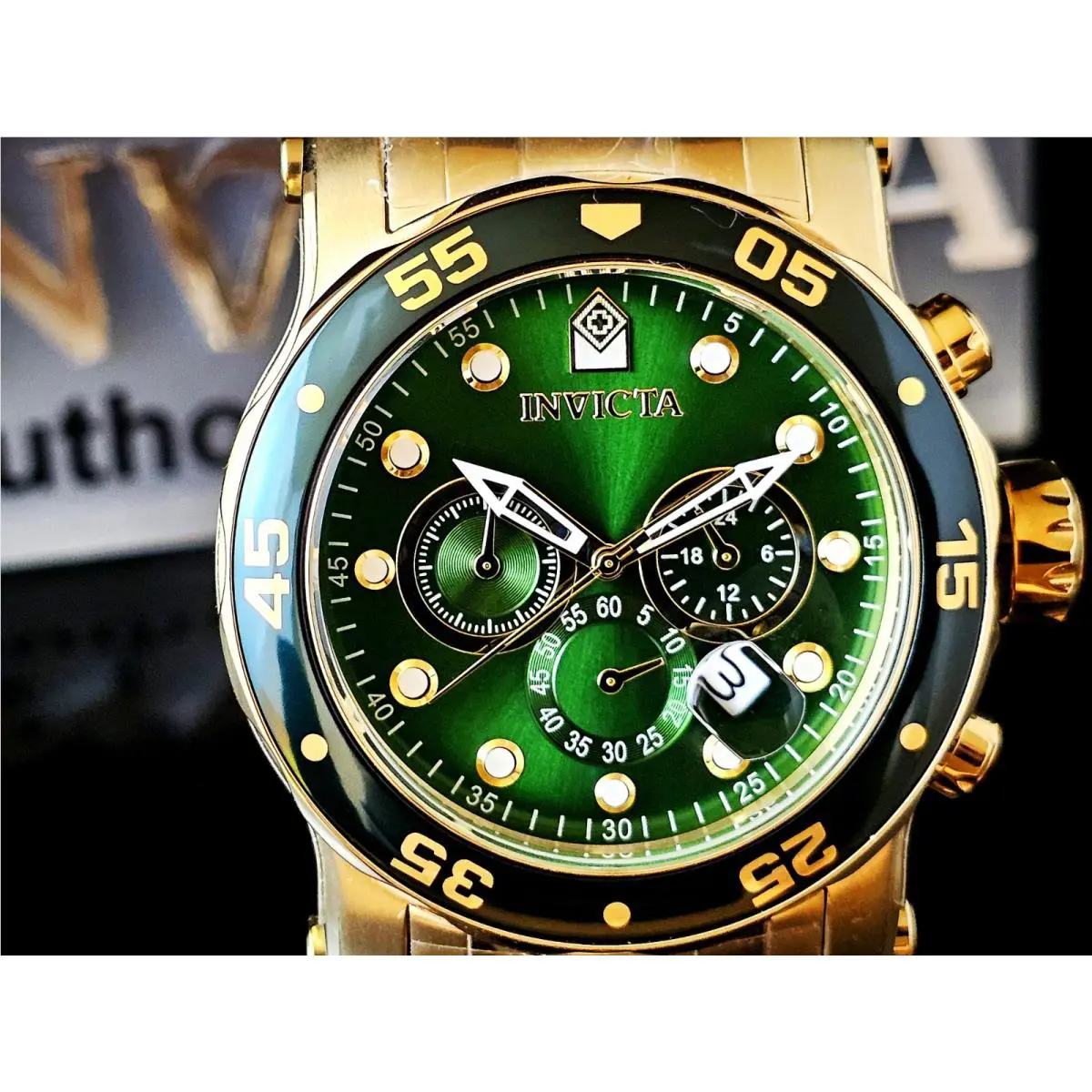 Invicta Pro Diver Men`s Watch 48mm Gold with Extra Black Interchangeable Strap