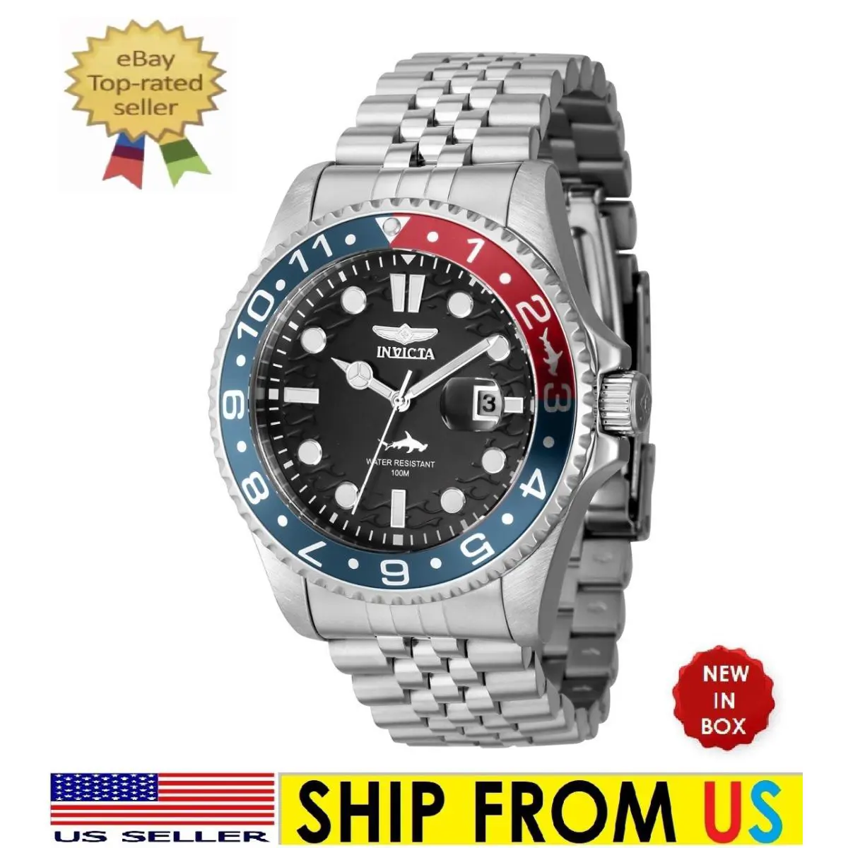 Invicta Pro Diver Men`s Watch Black Dial 43mm Model 40008