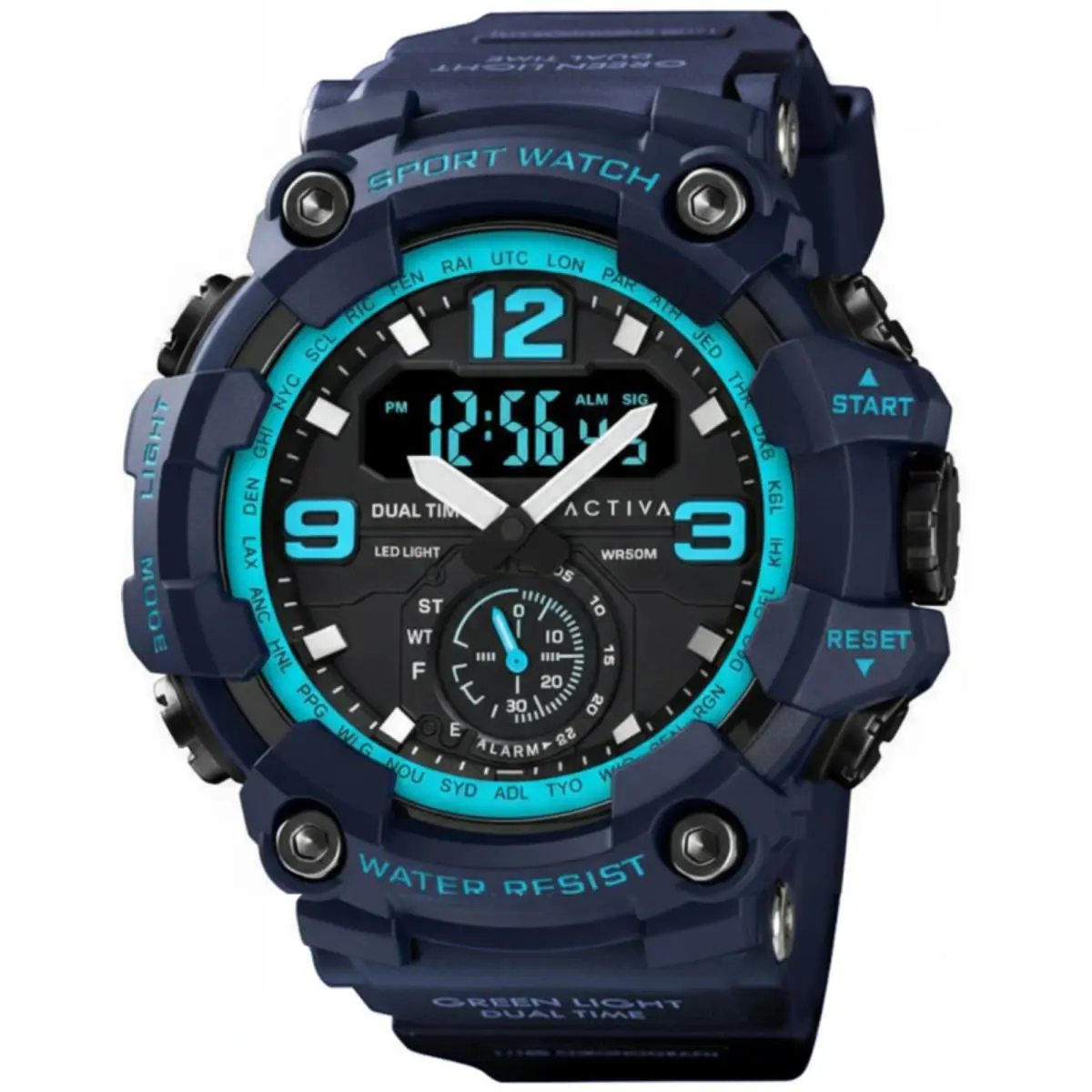 Watch Activa X Invicta ACW1637-009 Digital Men`s Watch 52mm Blue Silicone Band