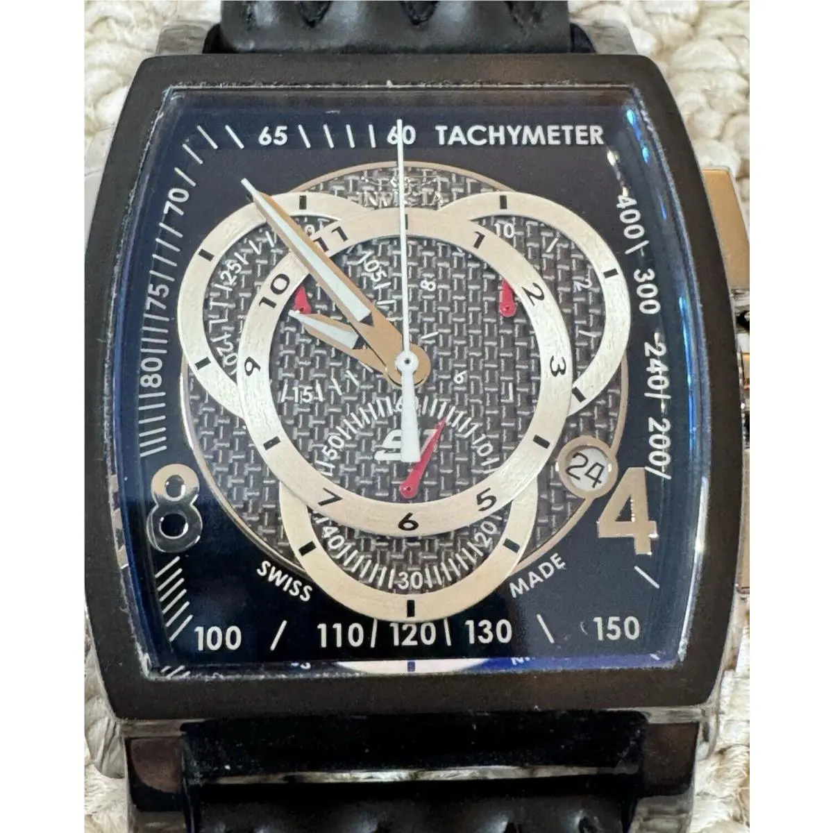 Invicta S1 Rally 5401 Black Quilted Leather Band w/ Battery