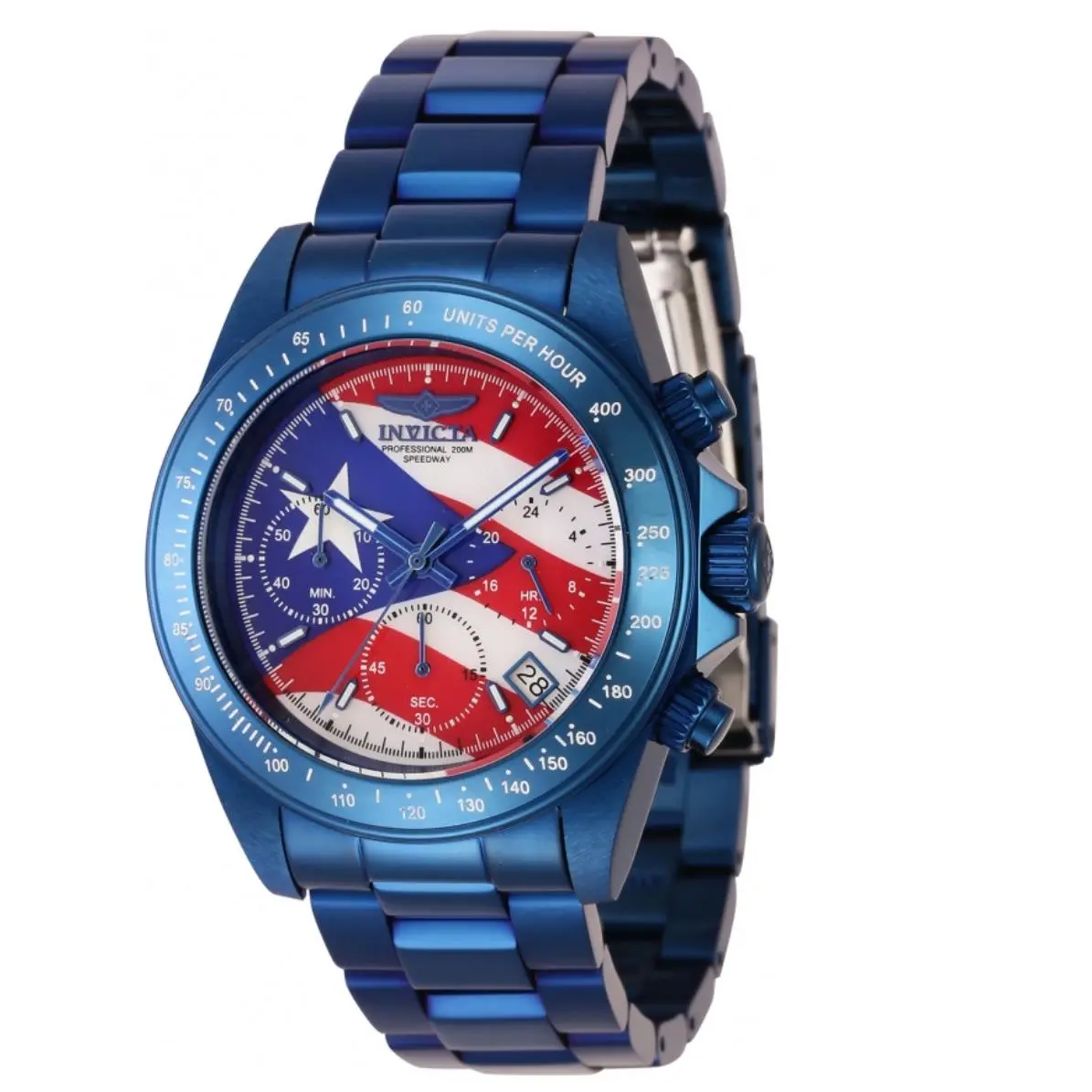 Invicta Speedway Puerto Rico Edition Men`s 40mm Deep Blue Chrono Watch 46113