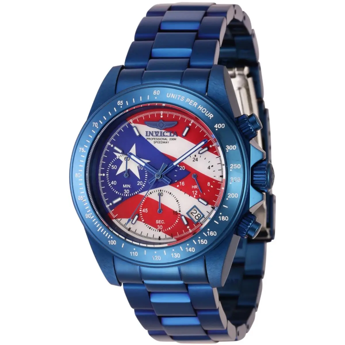 Invicta Men`s Watch Speedway Puerto Rico Edition Red White Blue Dial 46113