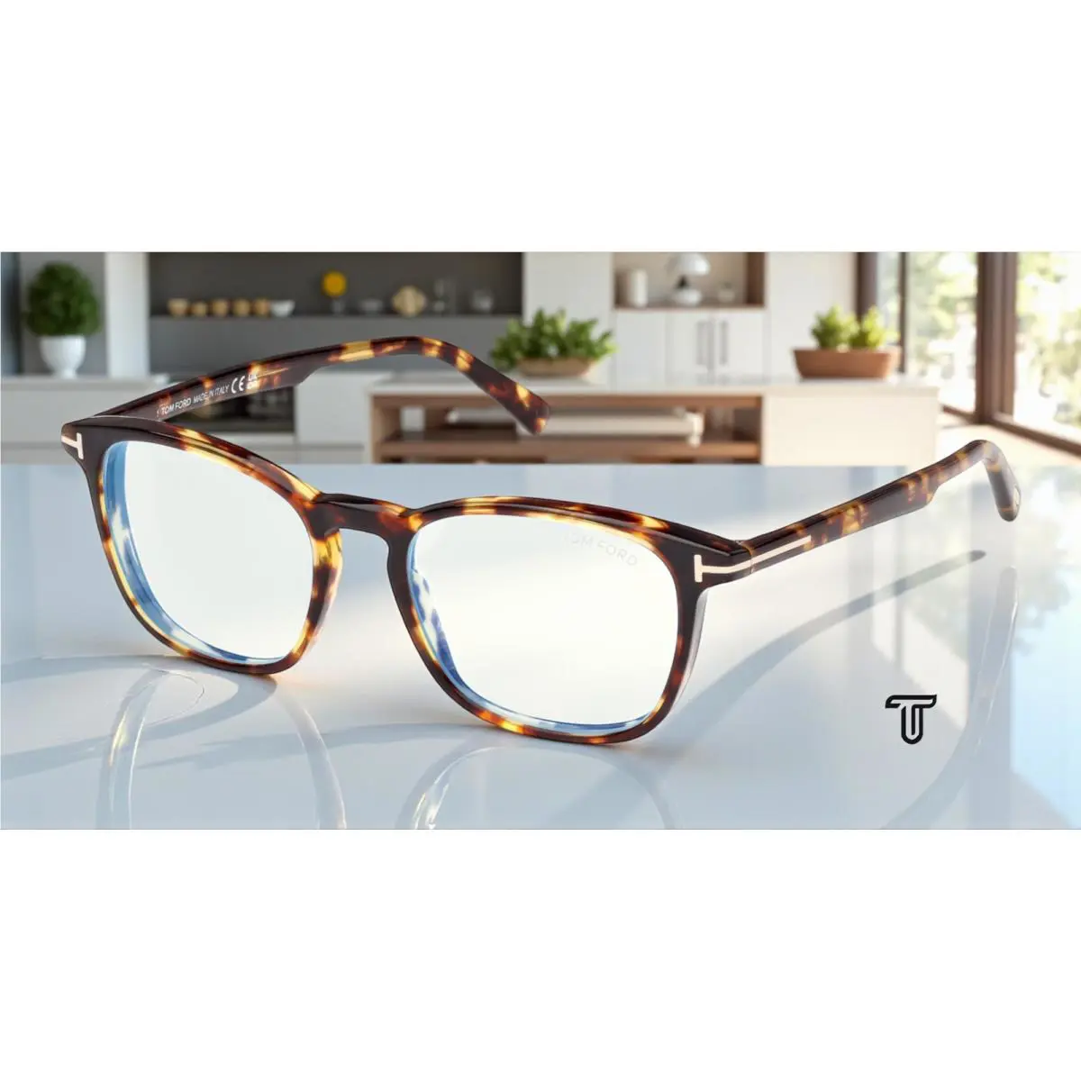 Tom Ford FT5960 B 053 BB Blonde Havana 52 mm Men`s Eyeglasses