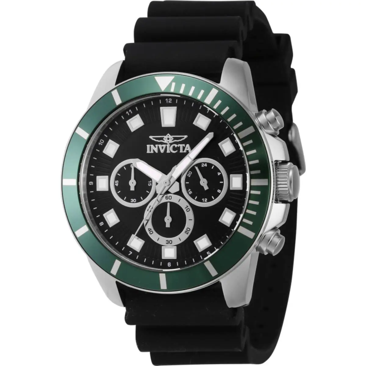 Invicta Men`s Watch Pro Diver Chronograph Black Dial Silicone Rubber Strap 46078