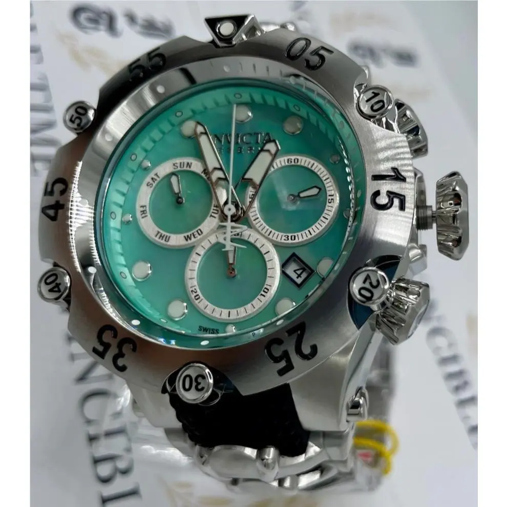 Invicta Reserve 54mm Venom Cobra Swiss Ronda Z60 Turquoise Dial Mop Watch 47155