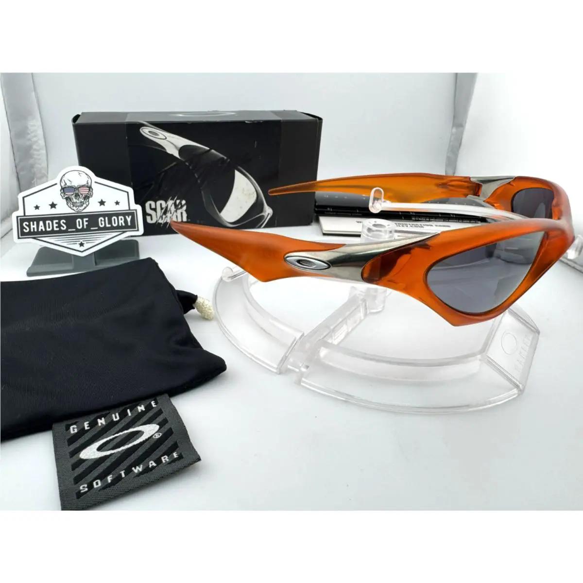 Scar Scotty Cannon Signed Persimmon Black Iridium Sunglasses 04-551 Rare by Oakley
