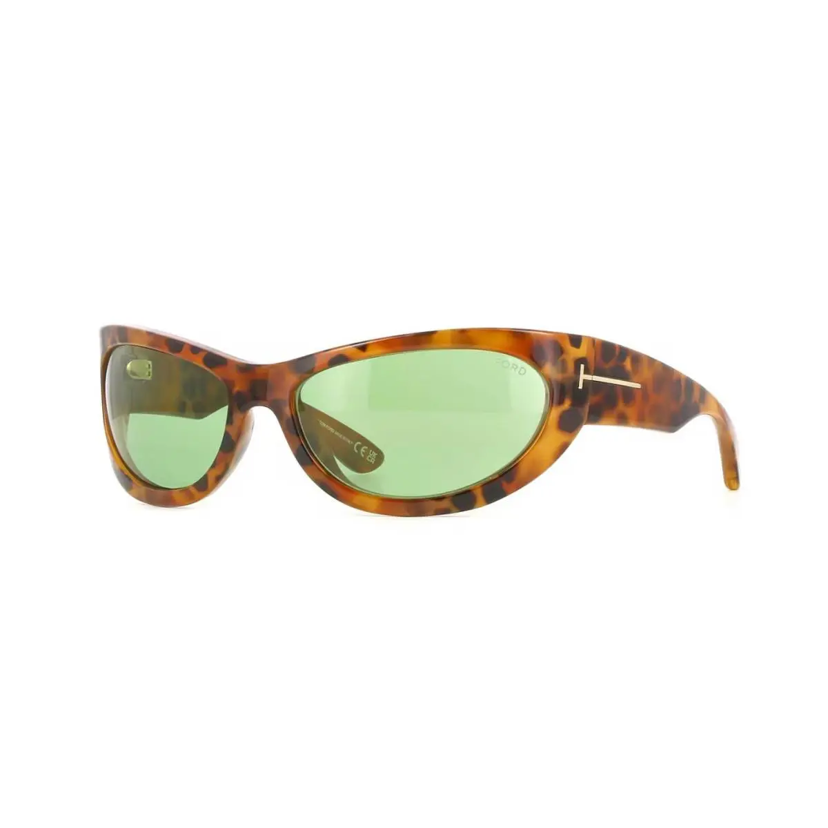 Tom Ford LEONA-02 FT1365 Spotted Havana/green 55N Sunglasses - Frame: Spotted Havana, Lens: Green