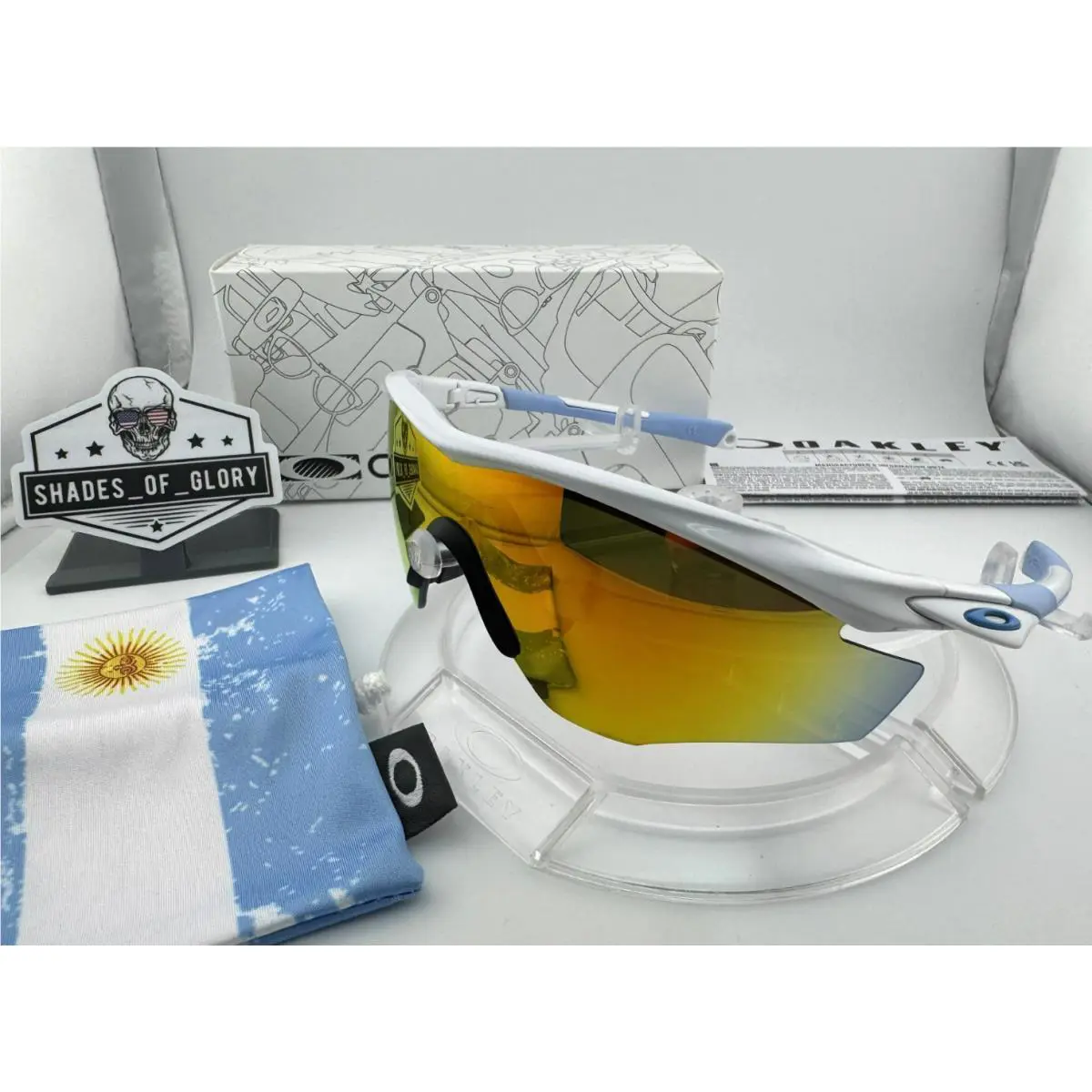 M2 Frame XL Custom White Light Sky Blue Fire Iridium Red Sunglasses 9343 by Oakley