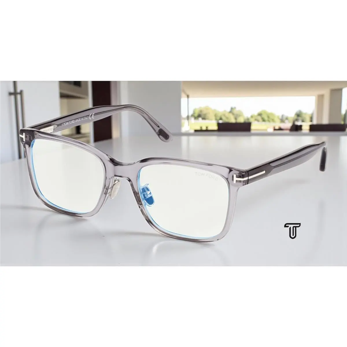 Tom Ford FT5853 D B 020 Plastic Grey Other 55 mm Men`s Eyeglasses