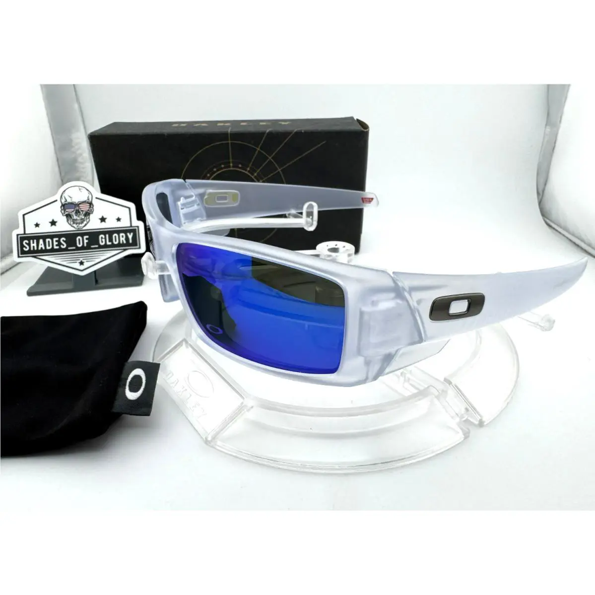 Gascan Matte Clear W/ Blue Aftermarket Polarized Sunglasses OO9014 by Oakley