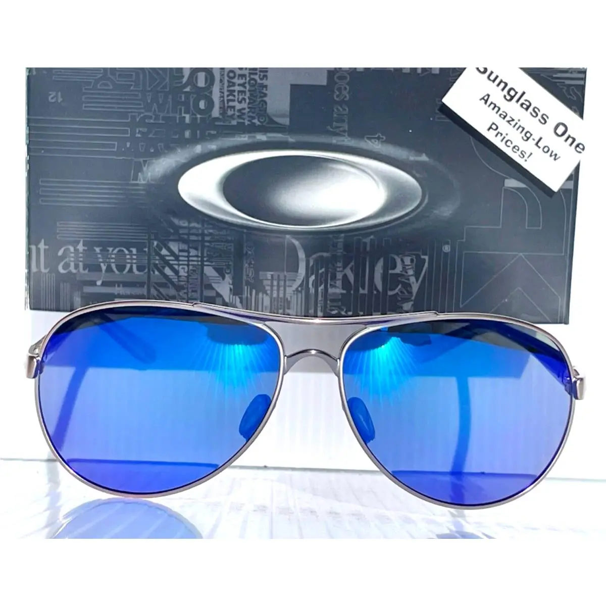 Feedback Satin Chrome Polarized Galaxy Blue Lens Sunglass 4079-47 by Oakley