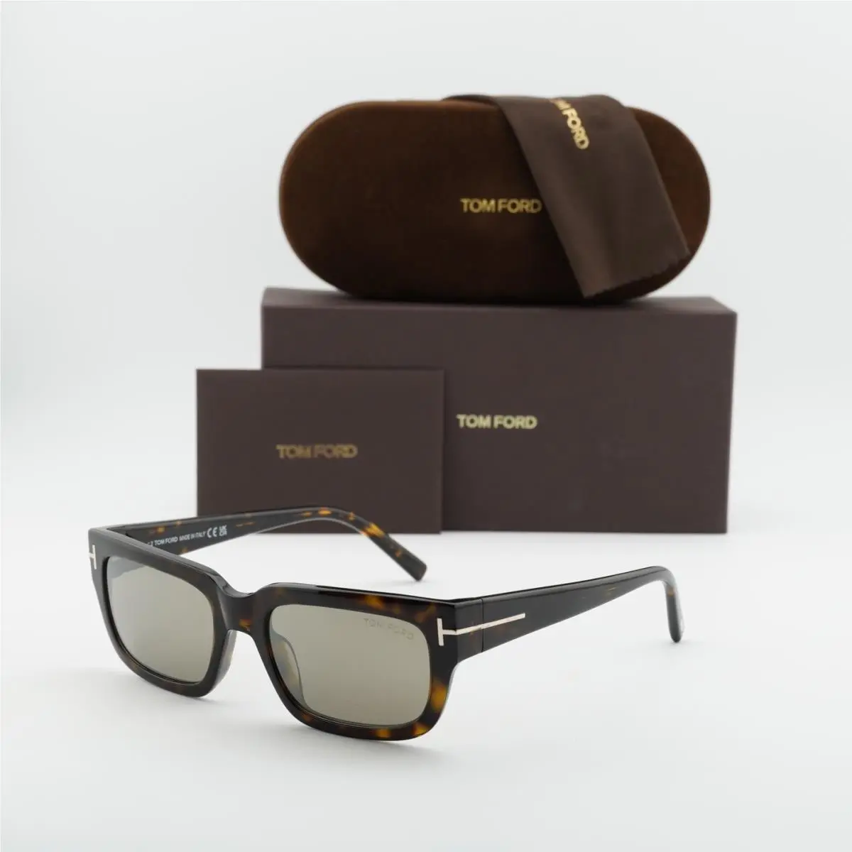 Tom Ford FT1075 52L Dark Havana/roviex Mirror 54-19-140 Sunglasses