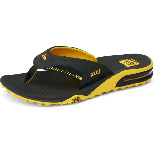 Men`s Fanning Pregame Bottle Opener Flip Flops Black/Yellow by Reef