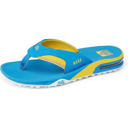 Men`s Fanning Pregame Bottle Opener Flip Flops Blue/Yellow by Reef