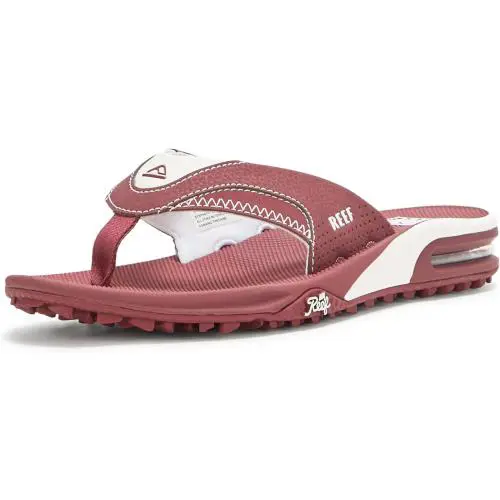 Men`s Fanning Pregame Bottle Opener Flip Flops Maroon/White by Reef