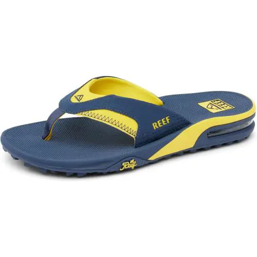Men`s Fanning Pregame Bottle Opener Flip Flops Navy/Yellow by Reef