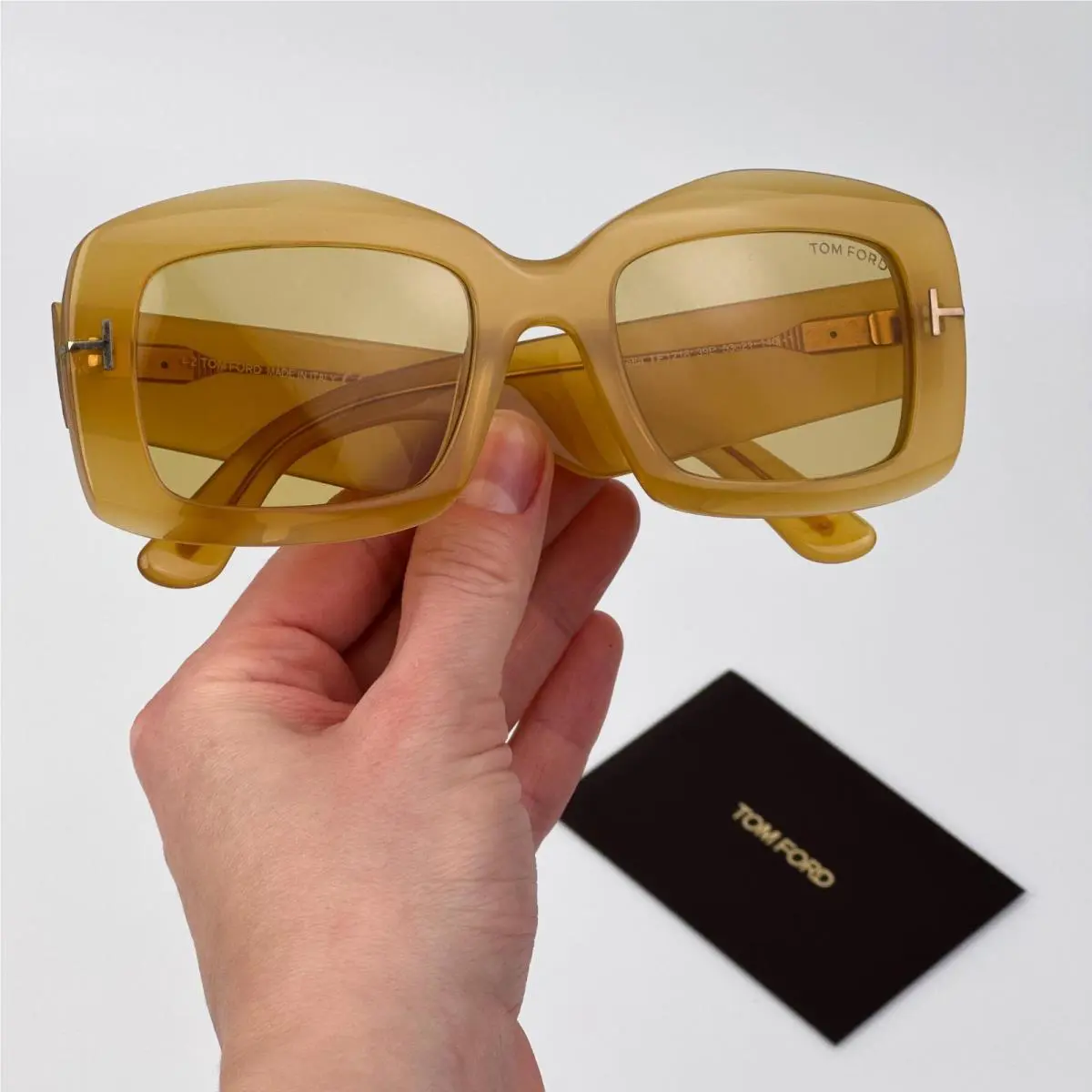 Tom Ford Women Sunglasses Yellow Brown Rectangle FT1218 39E