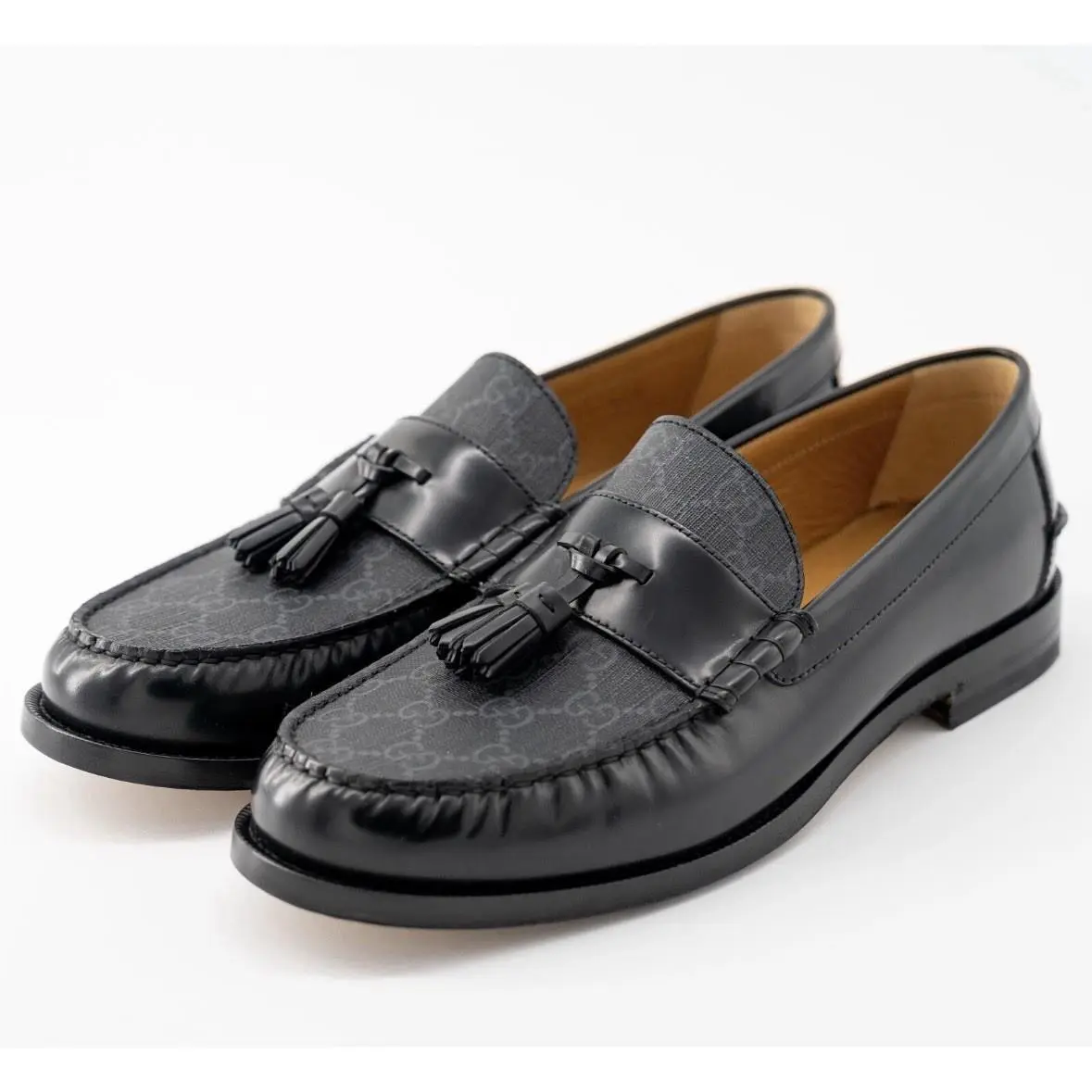 GG Supreme Tassel Moccasin Loafers Leather Black US 13.5/ Eur 46.5 by Gucci